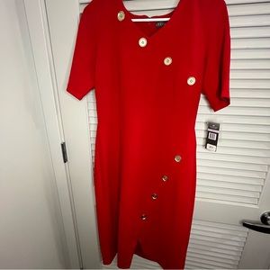Bright Red Button Dress